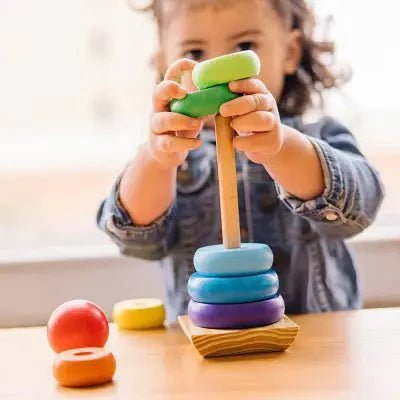 Jouet en Bois - WoodenToys™ - Tour arc - en - ciel - Bébé veut tout