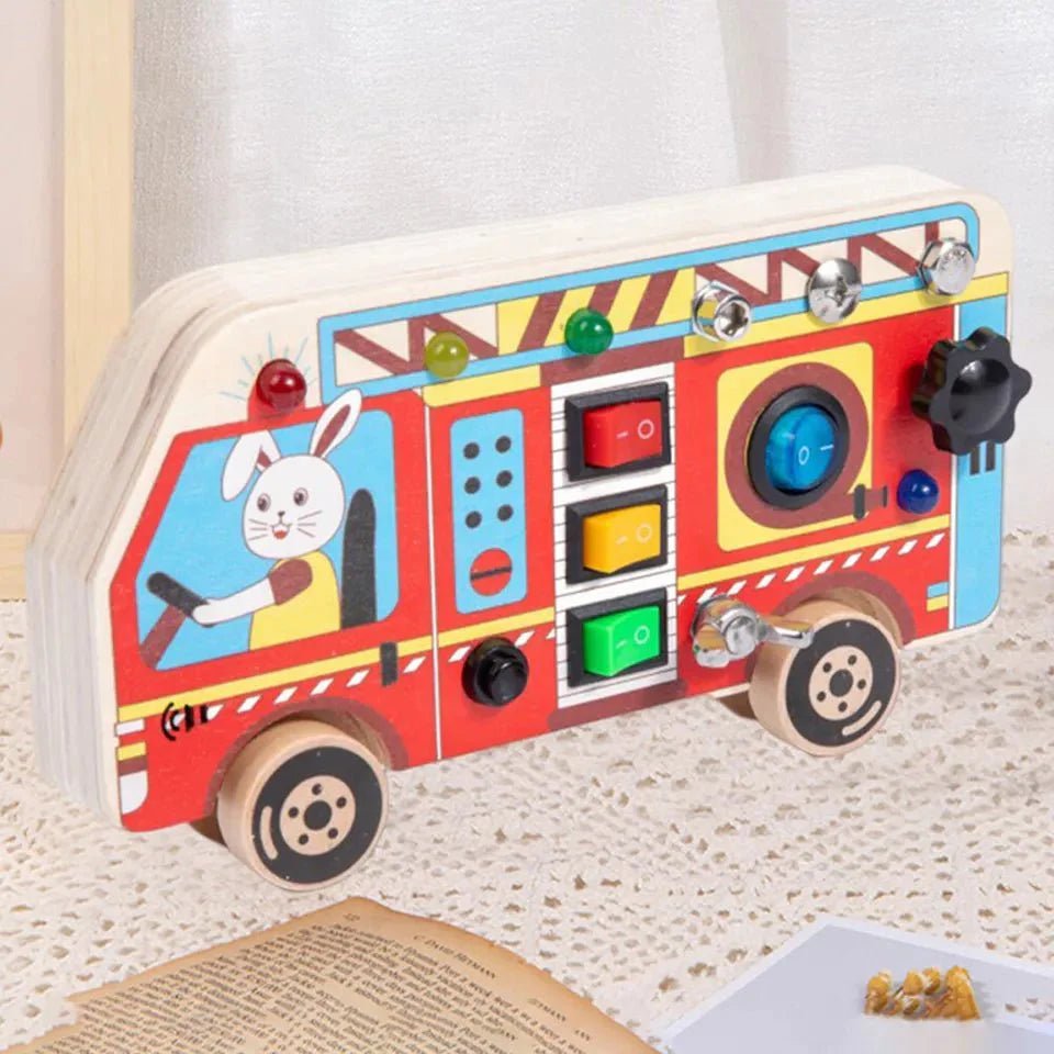 Tableau Montessori - BusyBoardCircuit™ - Autobus scolaire - Bébé veut tout