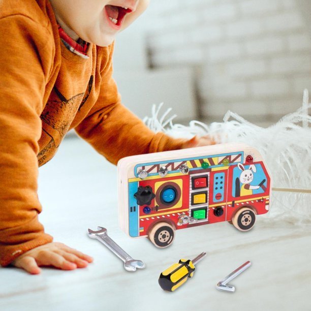 Tableau Montessori - BusyBoardCircuit™ - Autobus scolaire - Bébé veut tout