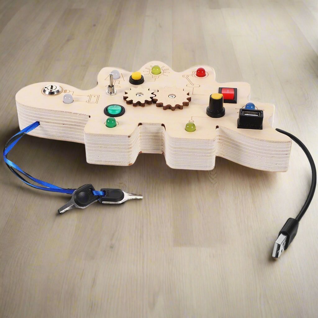 Tableau Montessori - BusyBoardCircuit™ - Dinosaure - Bébé veut tout